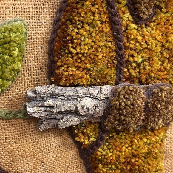 Vintage Latch Hook Wallhanging Decor Owl Flowers Lathchook Yarn 70s 1970s - Picture 6 of 15